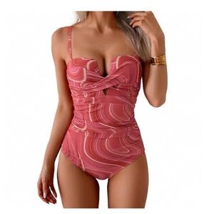 Stylish dark pink Swirl One-Piece Swimsuit